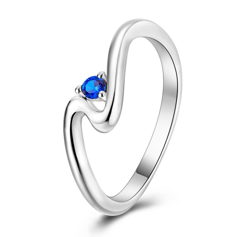 Blue Diamante Zig-Zag Ring