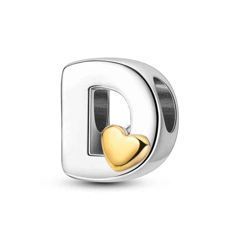 D Golden Love Heart Charm