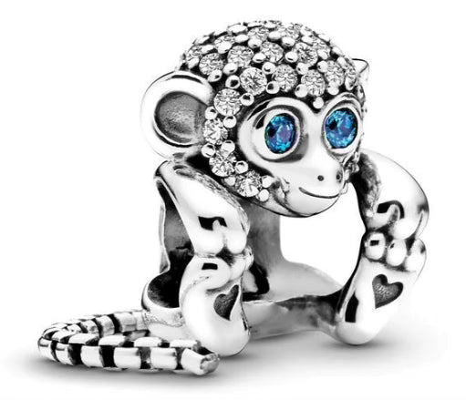 Diamante Blue-Eyed Monkey Charm