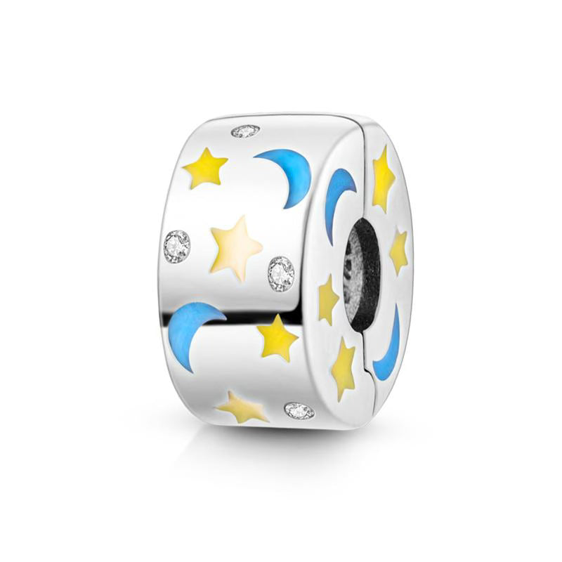 Moon & Stars Diamante Round Charm