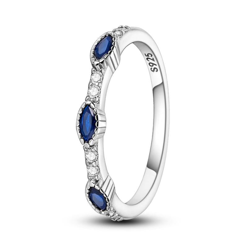 Blue Oval Diamante Ring