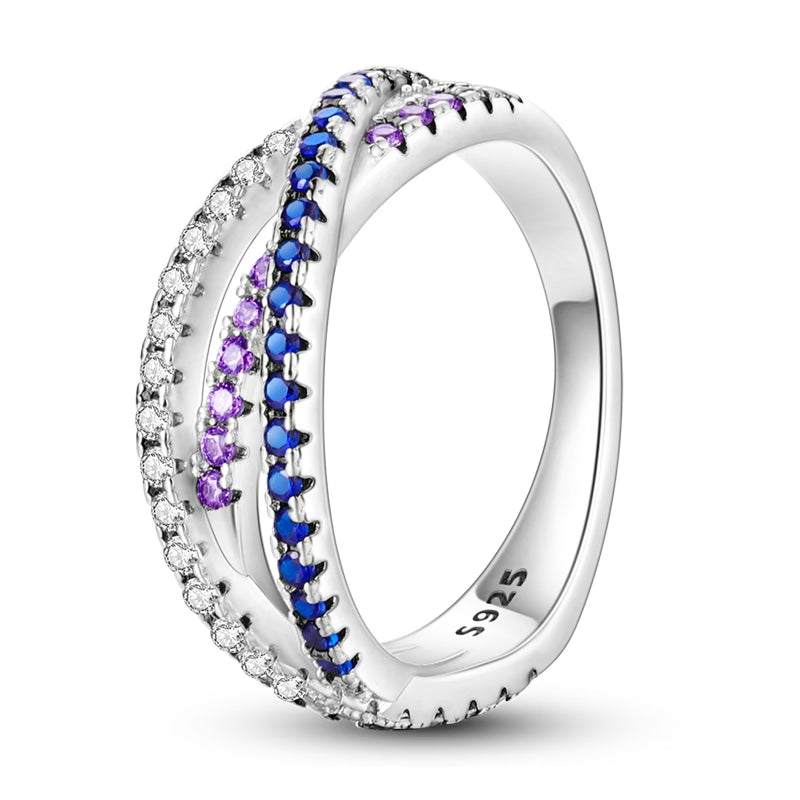 Purple & Blue Diamante Criss-Cross Ring