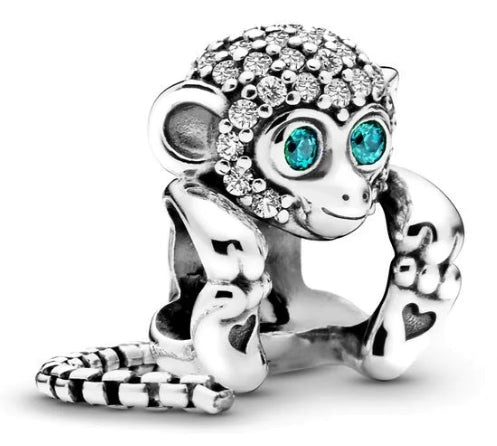 Diamante Turquoise-Eyed Monkey Charm