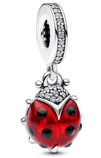 Black & Red Ladybird Diamante Pendant Charm