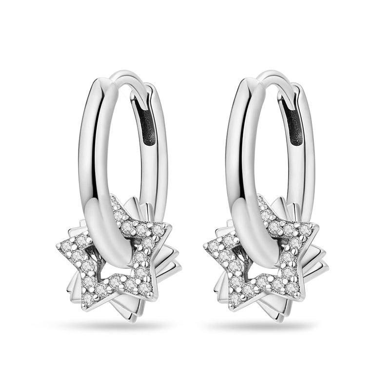 Diamante Stars Loop Earrings