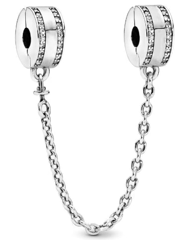 Diamante Lines Round Chain Charm
