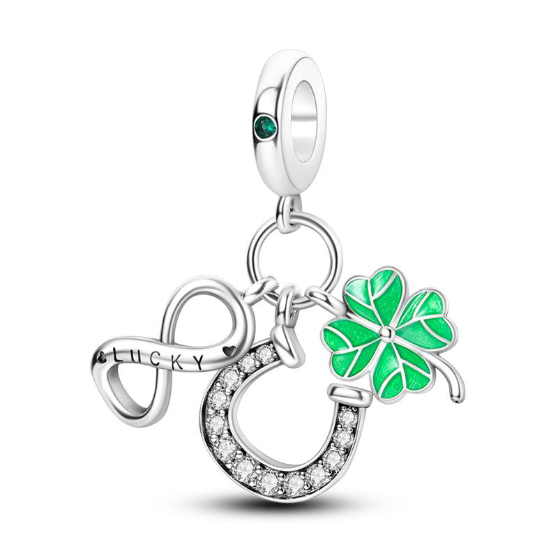 4-Leaf Clover, Horseshoe Eternal Luck Pendant Charm