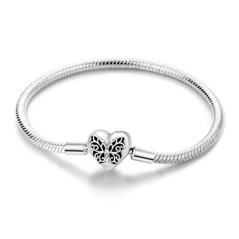 Butterfly Love Heart Charm Bracelet
