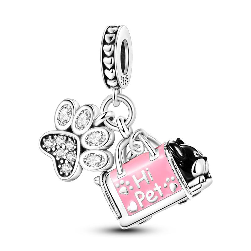 Pink Hi Pet Diamante Pendant Charm