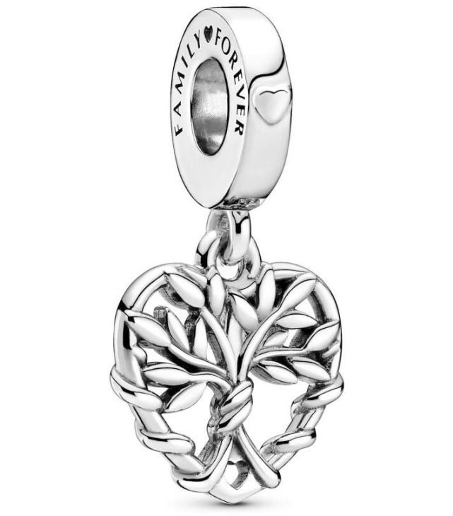 Tree Detail Love Heart Pendant Charm