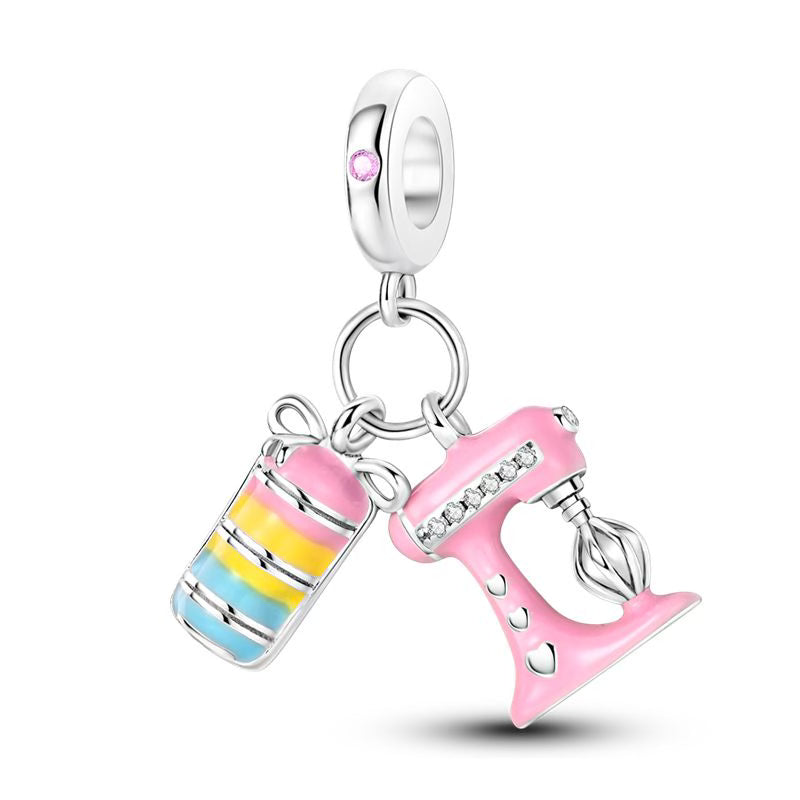 Pink Mixer Diamante Pendant Charm