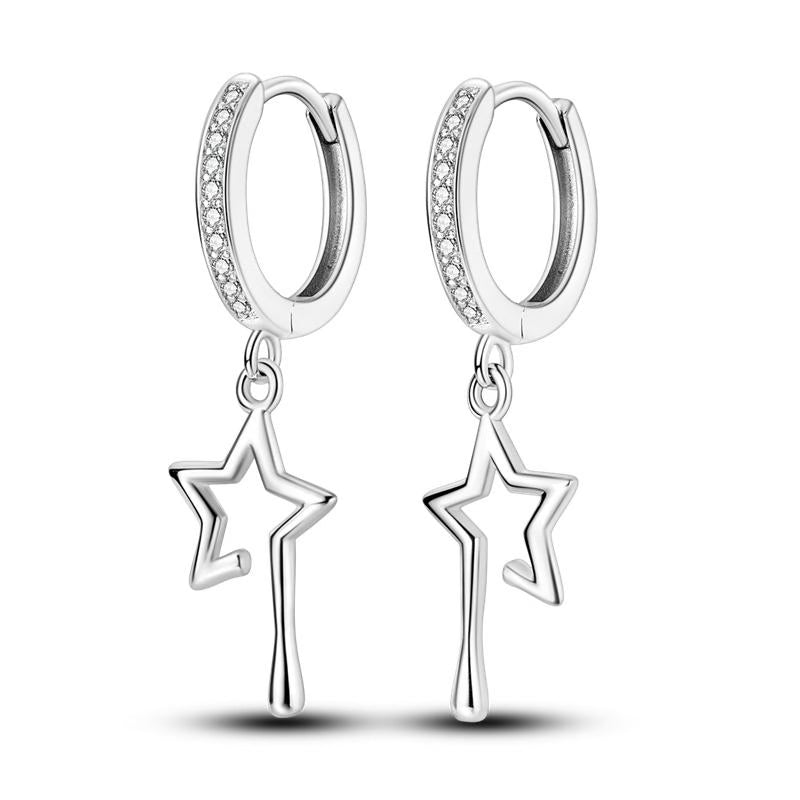 Diamante Loop & Star Pendant Earrings