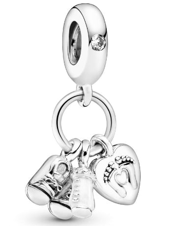 Newborn Footprints & Bottle Charm