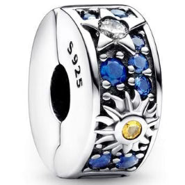 Blue & Yellow Diamante Round Charm