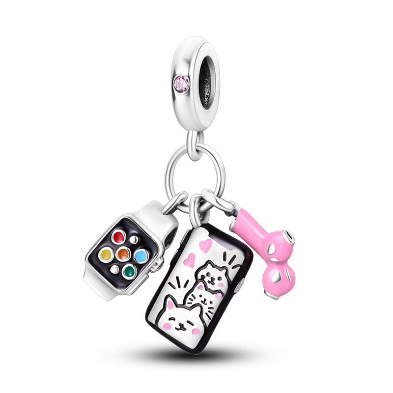 Smart Devices Pink Earphones Pendant Charm