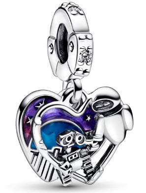 Purple & Blue Love Hearts Pendant Charm