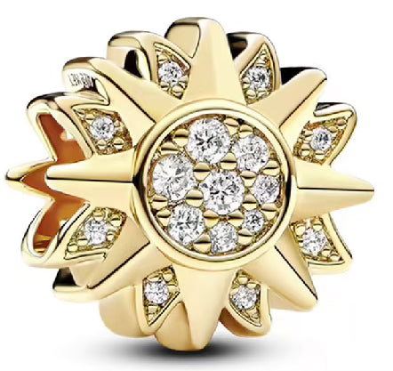 Golden Star Diamante Round Charm