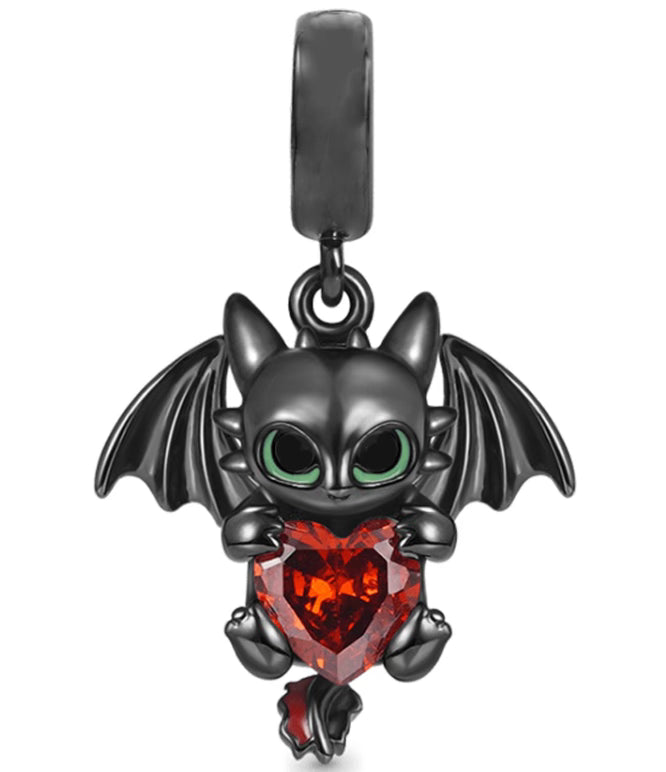 Dragon Red Heart Pendant Charm