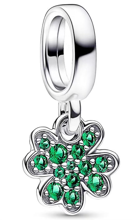4-Leaf Clover Green Diamante Charm