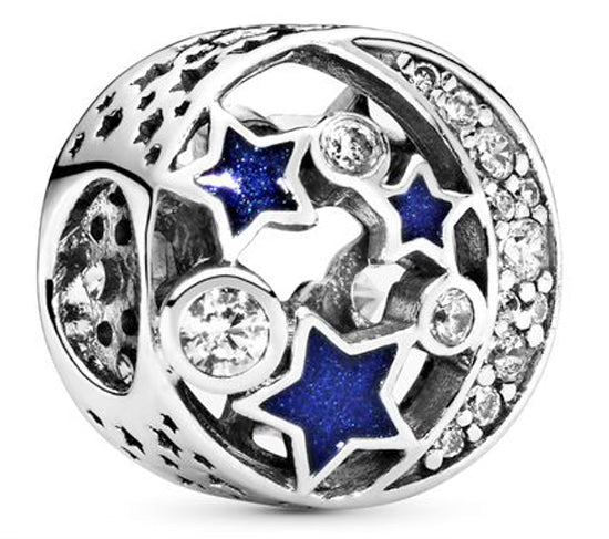 Blue Star & Diamante Round Charm