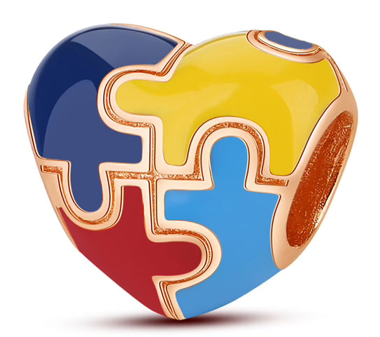 Multicolour Jigsaw Love Heart Charm