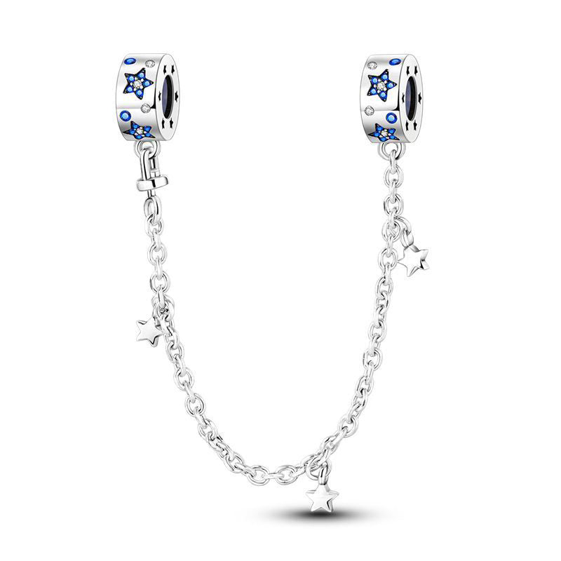 Blue Stars Diamante Detail Chain Charm