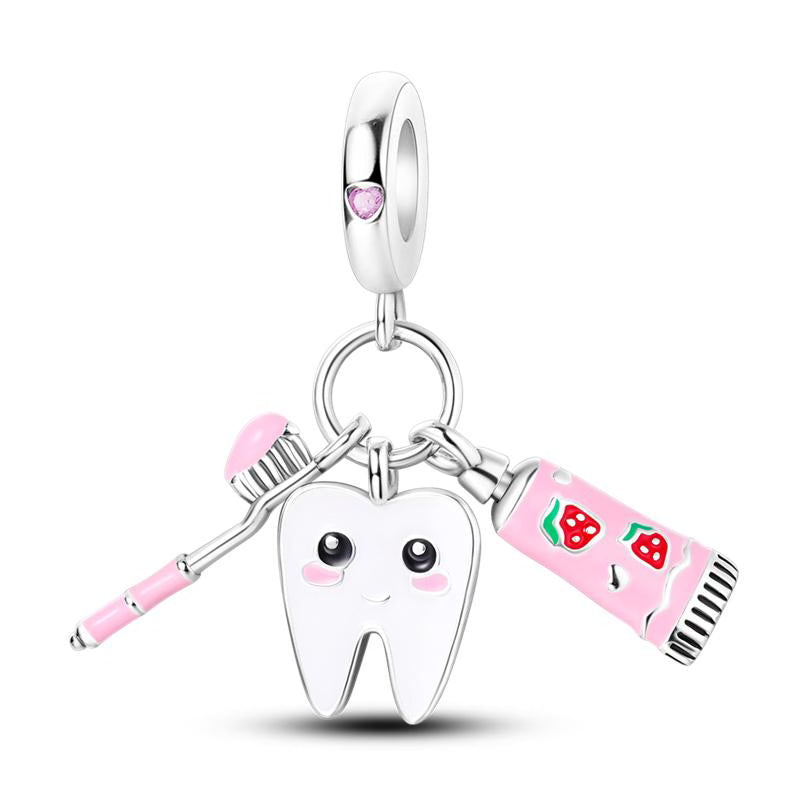 Tooth, Toothbrush, Toothpaste Pendant Charm