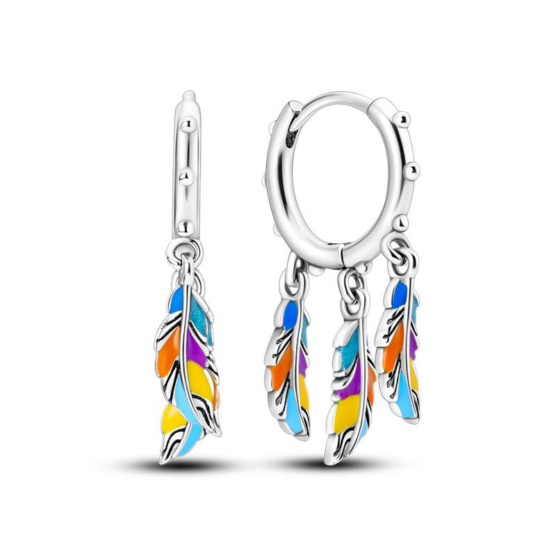 Colourful Dreamcatcher Pendant Earrings