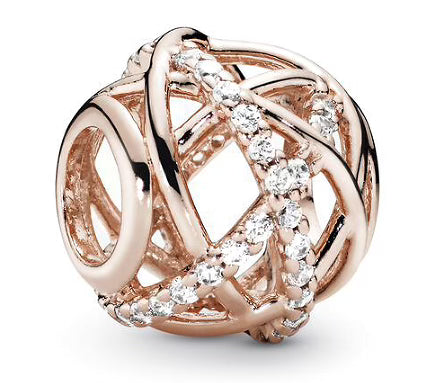 Golden Crisscross Detail Diamante Charm