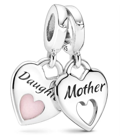 Mother & Daughter Love Hearts Pendant Charm
