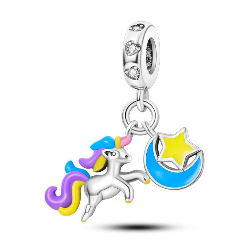 Running Unicorn Moon & Star Pendant Charm