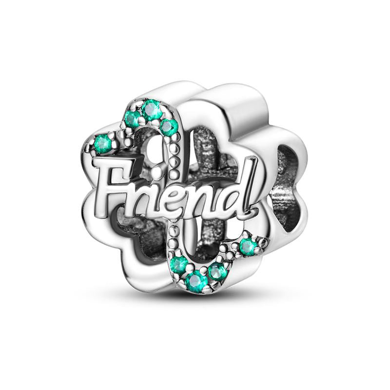 4-Leaf Clover Green Diamante Friend Charm