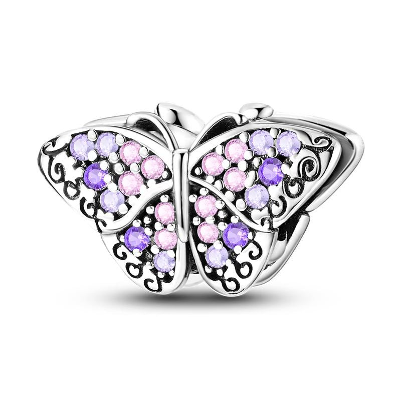 Lilac & Pink Diamante Butterfly Charm