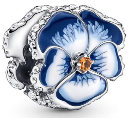 Blue Gradient Petals Flower Diamante Round Charm