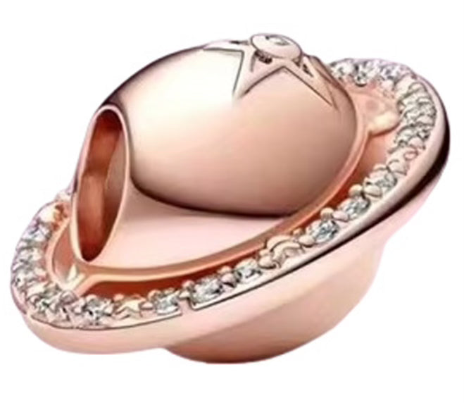 Rose Gold Saturn Diamante Charm