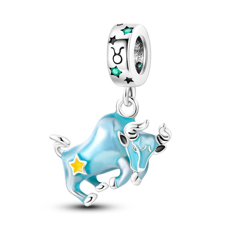 Blue Bull Star Diamante Pendant Charm
