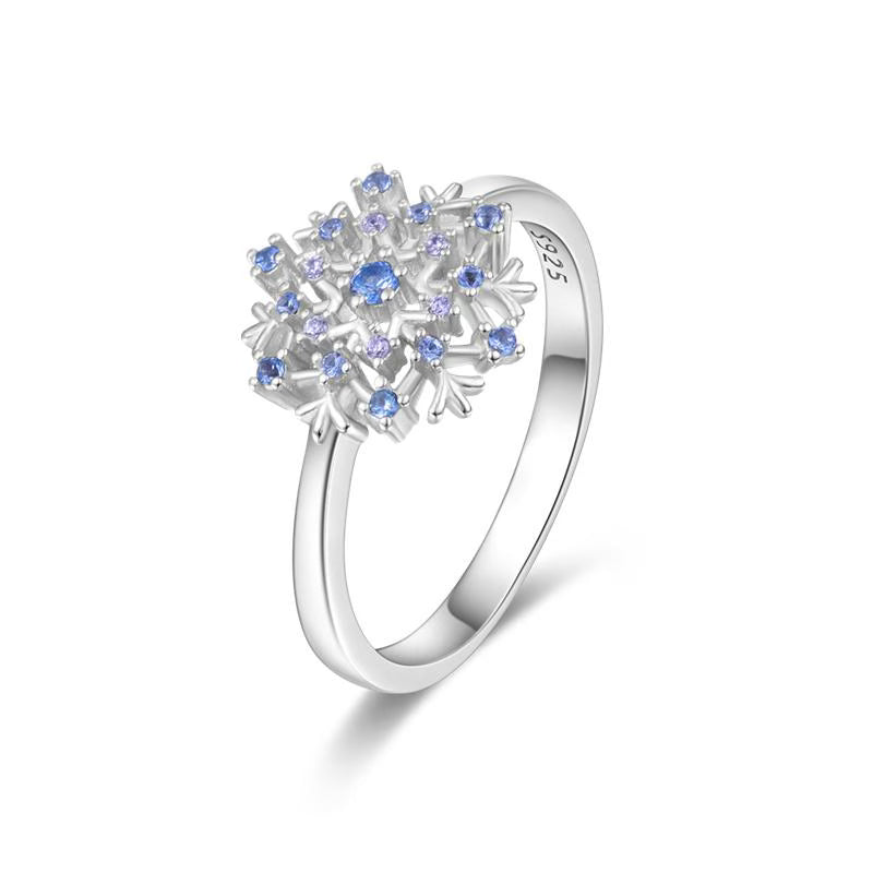 Blue Snowflake Diamante Ring