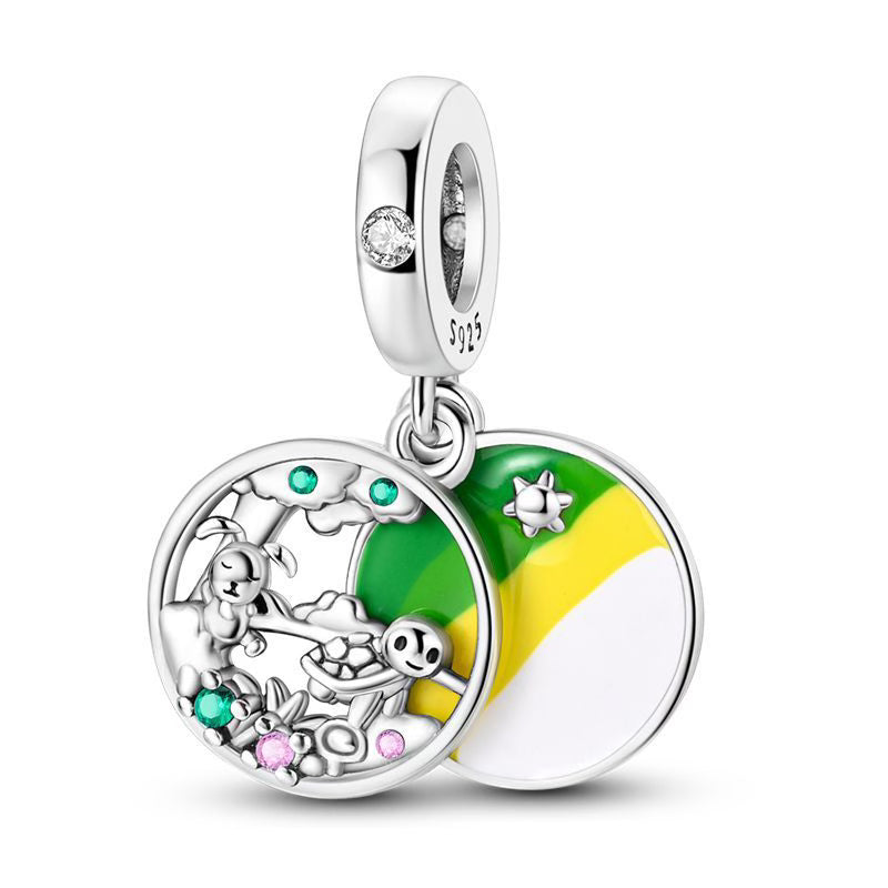 Yellow & Green Pets Pendants Diamante Charm
