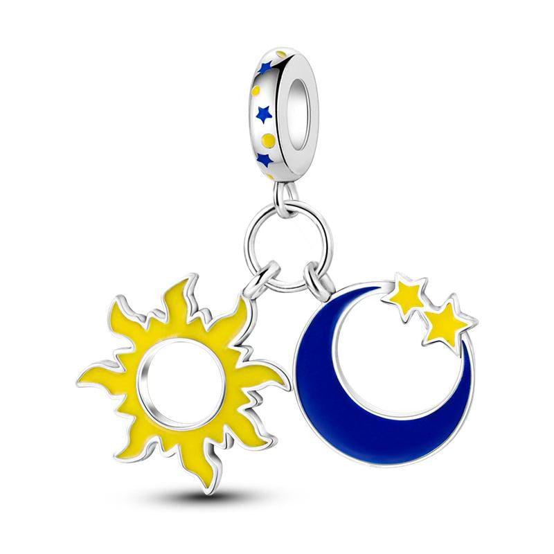 Blue Moon Yellow Sun Pendant Charm