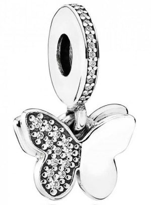 Butterfly Solid & Diamante Pendant Charm