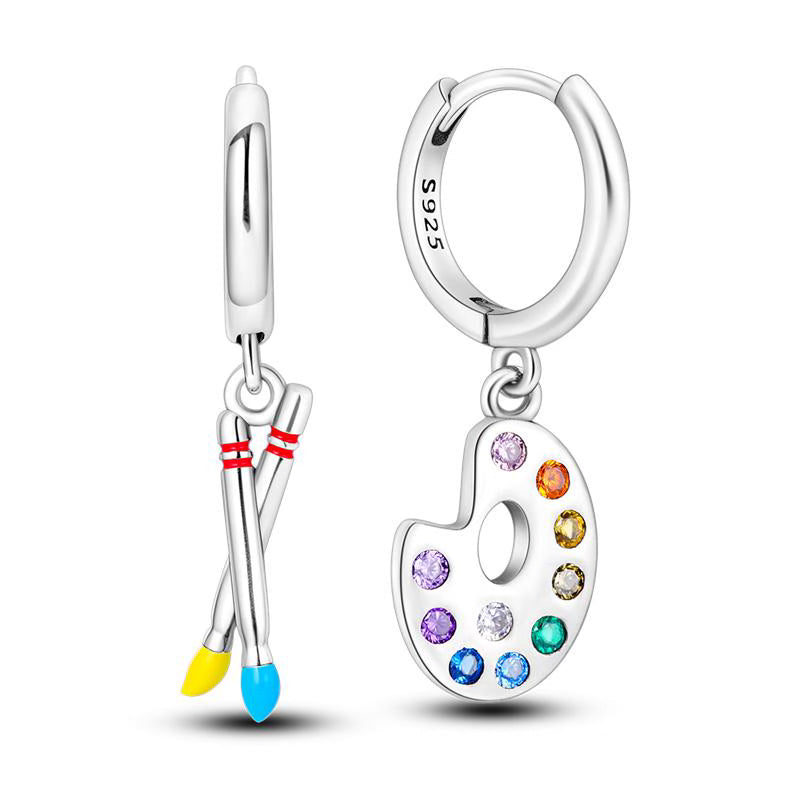 Artist Palette Diamante Pendant Earrings