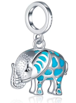 Blue Patch Elephant Pendant Charm