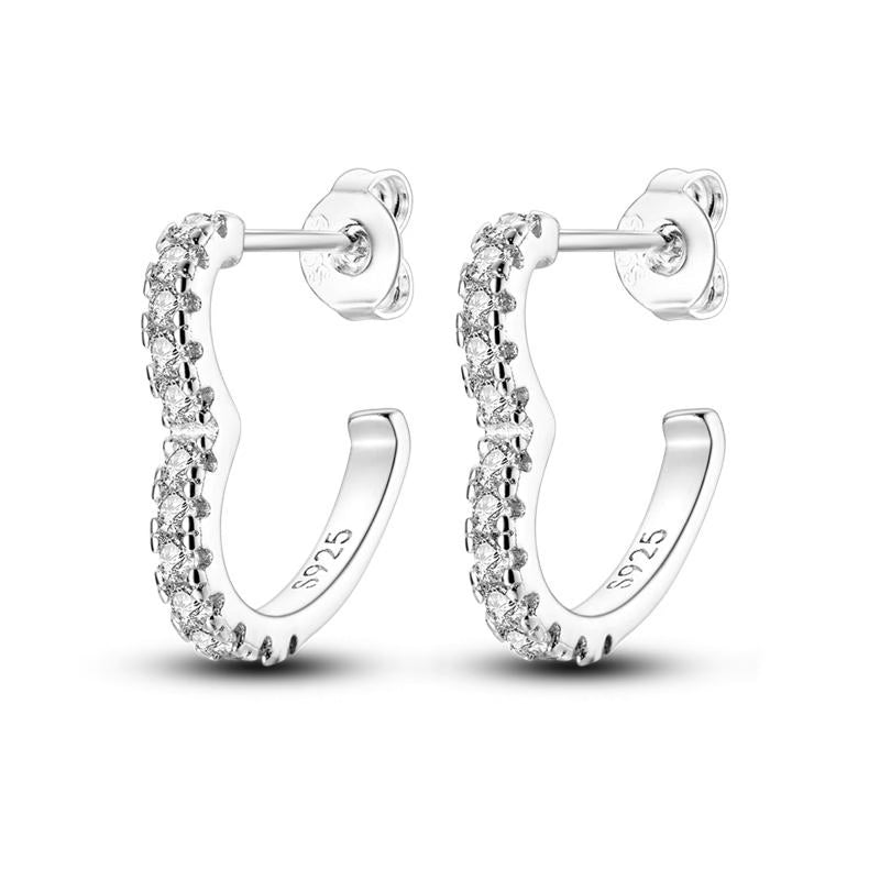 Half Love Heart Diamante Earrings