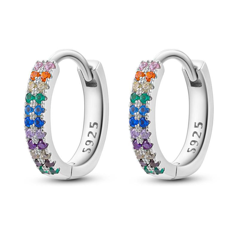 Colourful Diamante Loop Earrings