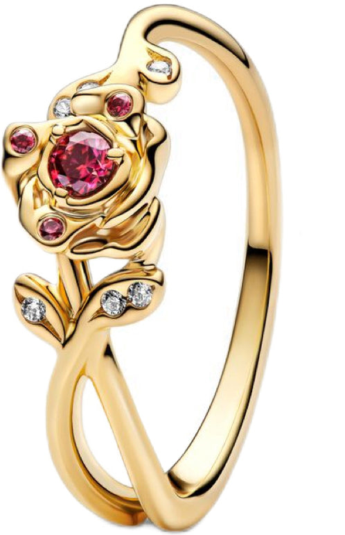 Red Rose Diamantes Golden Ring