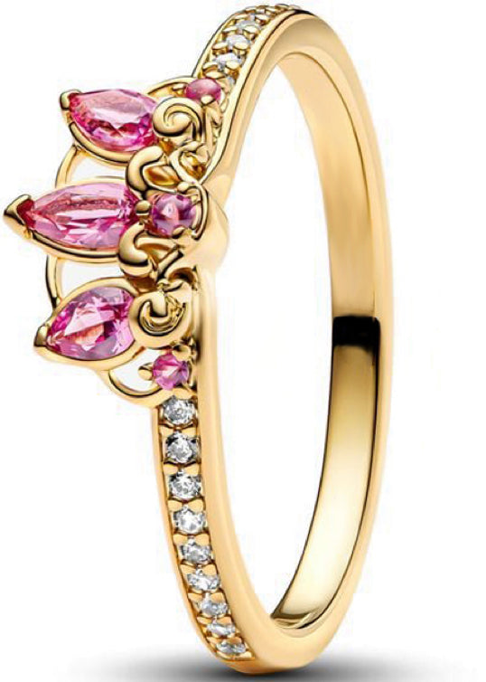 Pink Diamante Golden Ring