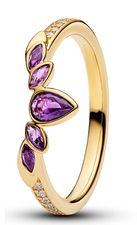 Purple Diamante Detail Golden Ring