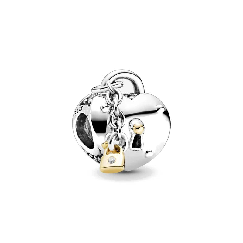 Gold Plated Heart Padlock Charm