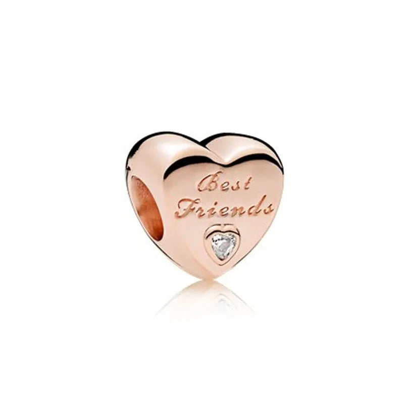 Rose Gold Plated Best Friends Heart Charm