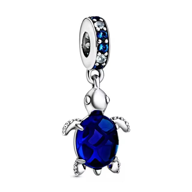 925 Dark Blue Turtle Charm